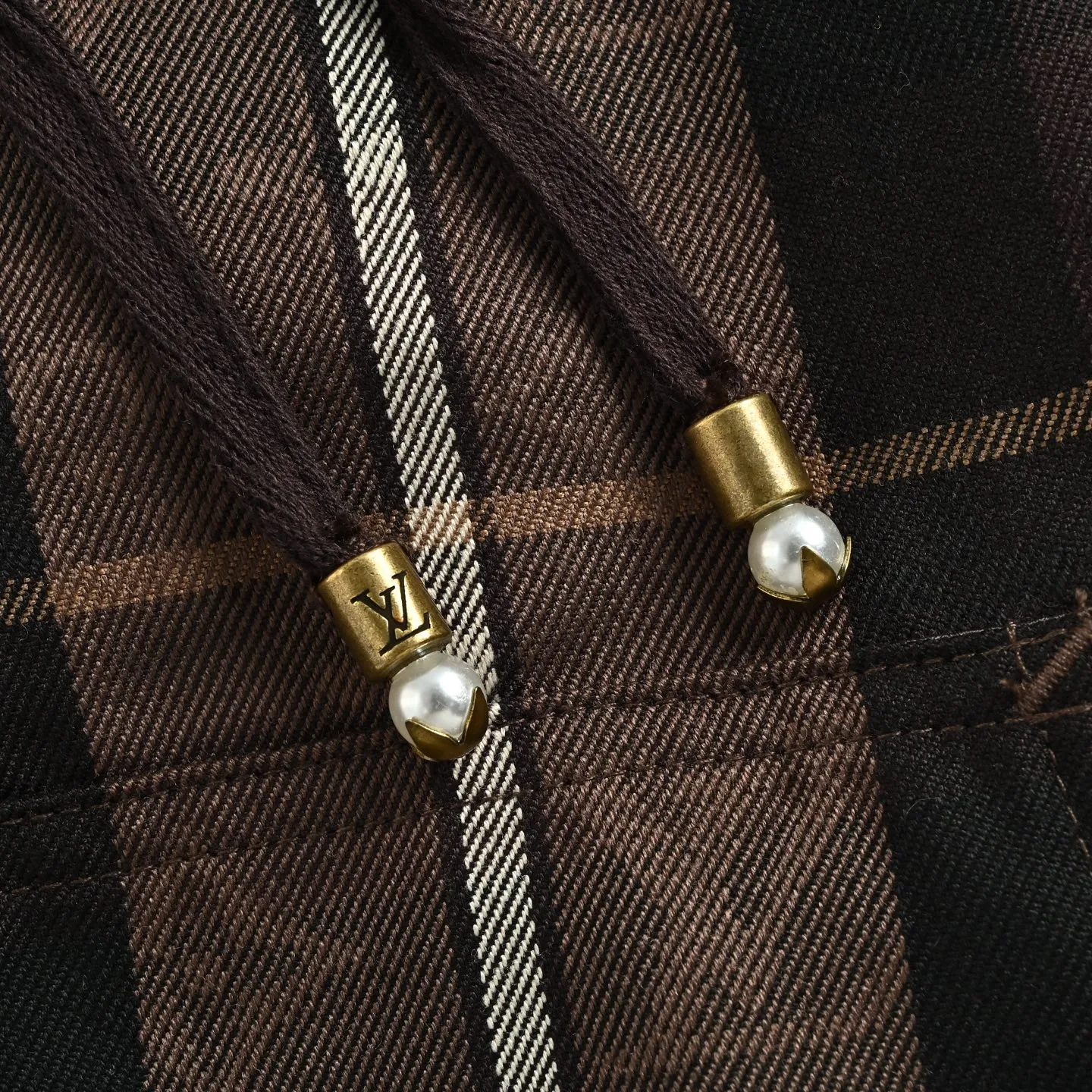 Louis Vuitton/Louis Vuitton Retro plaid curved letter embroidered hooded jacket